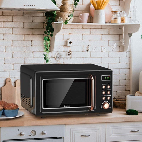 0.7Cu.ft Retro Countertop Microwave Oven 700W with 5 Microwave Power, Glass Turntable & Viewing Window