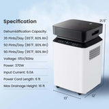 70-Pint Dehumidifier for Basement Home, 4,500 Sq.Ft Dehumidifier with Drain Hose, Pump, 2.2 Gal Water Tank, 24H Timer