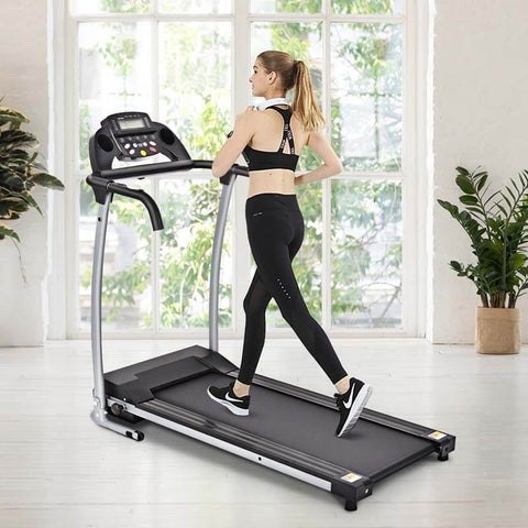 2 HP Folding Electric Treadmill, 800W Compact Motorized Running Machine with 12 Preset Programs & LCD Monitor for Home Gym