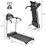 2 HP Folding Electric Treadmill, 800W Compact Motorized Running Machine with 12 Preset Programs & LCD Monitor for Home Gym