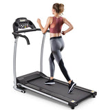2 HP Folding Electric Treadmill, 800W Compact Motorized Running Machine with 12 Preset Programs & LCD Monitor for Home Gym