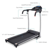 2 HP Folding Electric Treadmill, 800W Compact Motorized Running Machine with 12 Preset Programs & LCD Monitor for Home Gym