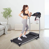 2 HP Folding Electric Treadmill, 800W Compact Motorized Running Machine with 12 Preset Programs & LCD Monitor for Home Gym