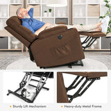 Linen Fabric Power Lift Recliner Chair with Massage & Lumbar Heat, Electric Stand up Lift Sofa for Elderly