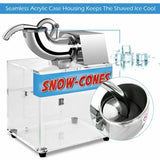 440LBS/H Electric Snow Cone Machine Ice Crusher Shaver with Dual Blades, 110V Stainless Steel Shaved Ice Machine for Home Commercial Use