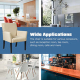 Fabric Upholstered Executive Guest Chair, Waiting Room Reception Chair with Padded Arms & Solid Rubber Wood Legs for Office Meeting Rooms