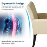 Fabric Upholstered Executive Guest Chair, Waiting Room Reception Chair with Padded Arms & Solid Rubber Wood Legs for Office Meeting Rooms