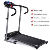 Electric Folding Treadmill, Motorized Jogging Running Machine with LCD Monitor & Device Holder, Heart Rate Sensor