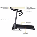 Electric Folding Treadmill, Motorized Jogging Running Machine with LCD Monitor & Device Holder, Heart Rate Sensor
