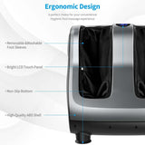 Foot & Calf Massager with Heat & Remote, Shiatsu Kneading Electric Massage Machine with Adjustable Tilt Base, Timer, LCD Screen