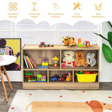 5-Cube Wooden Toy Storage Organizer, 2-Tier Kids Bookcase with Open Shelves, Multipurpose Classroom Furniture for Playroom & Nursery