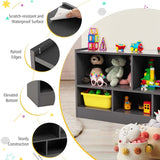 5-Cube Wooden Toy Storage Organizer, 2-Tier Kids Bookcase with Open Shelves, Multipurpose Classroom Furniture for Playroom & Nursery