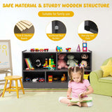 5-Cube Wooden Toy Storage Organizer, 2-Tier Kids Bookcase with Open Shelves, Multipurpose Classroom Furniture for Playroom & Nursery
