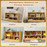 5-Cube Wooden Toy Storage Organizer, 2-Tier Kids Bookcase with Open Shelves, Multipurpose Classroom Furniture for Playroom & Nursery