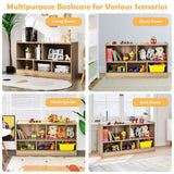 5-Cube Wooden Toy Storage Organizer, 2-Tier Kids Bookcase with Open Shelves, Multipurpose Classroom Furniture for Playroom & Nursery