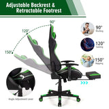 LED Massage Gaming Chair, Height Adjustable Racing Computer Office Chair with Footrest, Ergonomic High Back PU Swivel Game Chair
