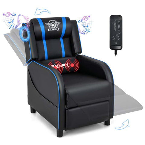 Massage Gaming Recliner with Bluetooth Speaker, Adjustable Footrest & Lumbar Support, Racing Style Gaming Sofa Chair Home Theatre Seating