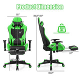 High Back E-Sport Massage Gaming Chair with Footrest & Headrest, Ergonomic PU Leather Gaming Seat, Video Game Chair Computer Chair