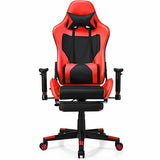 High Back E-Sport Massage Gaming Chair with Footrest & Headrest, Ergonomic PU Leather Gaming Seat, Video Game Chair Computer Chair
