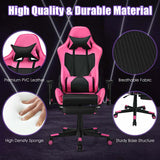 High Back E-Sport Massage Gaming Chair with Footrest & Headrest, Ergonomic PU Leather Gaming Seat, Video Game Chair Computer Chair