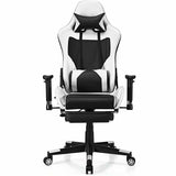 High Back E-Sport Massage Gaming Chair with Footrest & Headrest, Ergonomic PU Leather Gaming Seat, Video Game Chair Computer Chair