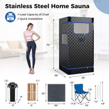 Portable Steam Sauna Personal Home Sauna Tent w/3L Steam Generator, Foldable Chair, Full-Size Indoor Steam Room for Home Spa