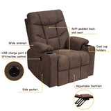 Heated Power Lift Recliner Fabric Massage Reclining Sofa, Elderly Lift Chair with 8 Point Massage, 2 Side Pockets Cup Holders, USB Port