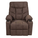 Heated Power Lift Recliner Fabric Massage Reclining Sofa, Elderly Lift Chair with 8 Point Massage, 2 Side Pockets Cup Holders, USB Port