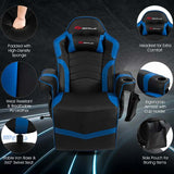 PU Leather Massage Gaming Chair, Ergonomic High Back Racing Style Gaming Recliner with Adjustable Backrest & Footrest, Cup Holder, Side Pouch
