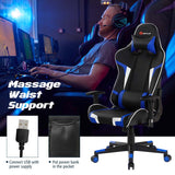 Ergonomic Swivel Massage Gaming Chair Recliner, E-Sport Gamer Racing Chair, Computer Office Chair with Headrest & Lumbar Support