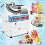440LBS/H Electric Snow Cone Machine Ice Crusher Shaver with Dual Blades, 110V Stainless Steel Shaved Ice Machine for Home Commercial Use