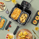 5.3 QT Electric Deep Fryer, 1700W Oil Fryer with Timer, Triple Stainless Steel Frying Basket, Viewing Window Lid