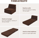 Triple Fold Down Sofa Bed, 3-in-1 Convertible Floor Couch Sleeper with Removable Cover, Padded Foam Guest Futon Lounger Chair for Living Room