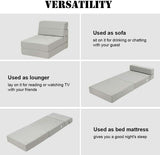 Triple Fold Down Sofa Bed, 3-in-1 Convertible Floor Couch Sleeper with Removable Cover, Padded Foam Guest Futon Lounger Chair for Living Room