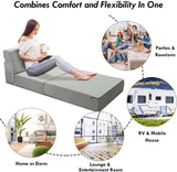 Triple Fold Down Sofa Bed, 3-in-1 Convertible Floor Couch Sleeper with Removable Cover, Padded Foam Guest Futon Lounger Chair for Living Room