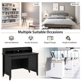 48" Vintage Home Office Desk, Executive Computer Desk Study Desk with 4 Storage Drawers & Hutch