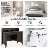 48" Vintage Home Office Desk, Executive Computer Desk Study Desk with 4 Storage Drawers & Hutch