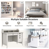 48" Vintage Home Office Desk, Executive Computer Desk Study Desk with 4 Storage Drawers & Hutch