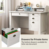 48" Vintage Home Office Desk, Executive Computer Desk Study Desk with 4 Storage Drawers & Hutch