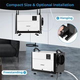 155 PPD Commercial Dehumidifier, 1900 Sq.Ft Crawl Space Dehumidifier with Drain Hose, Auto Defrost, 3 Modes & 24H Timer for Basement, Warehouse