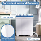 20 LBS 2-in-1 Portable Washing Machine, Twin Tub Top Load Washer Dryer Combo for RV Dorm Apartment