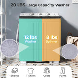20 LBS 2-in-1 Portable Washing Machine, Twin Tub Top Load Washer Dryer Combo for RV Dorm Apartment