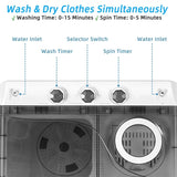 26 LBS 2-in-1 Portable Washing Machine with Drain Pump, Twin Tub Top Load Washer Dryer Combo for RV Dorm