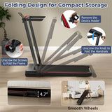 3-in-1 Folding Treadmill with Desk, 2.5HP Portable Under Desk Walking Pad with Large LED Display, Speakers & Remote for Home Office Gym