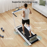 3-in-1 Folding Treadmill with Desk, 2.5HP Portable Under Desk Walking Pad with Large LED Display, Speakers & Remote for Home Office Gym