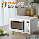 0.7Cu.ft Retro Countertop Microwave Oven 700W with 5 Microwave Power, Glass Turntable & Viewing Window