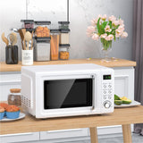 0.7Cu.ft Retro Countertop Microwave Oven 700W with 5 Microwave Power, Glass Turntable & Viewing Window