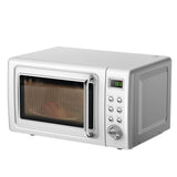 0.7Cu.ft Retro Countertop Microwave Oven 700W with 5 Microwave Power, Glass Turntable & Viewing Window