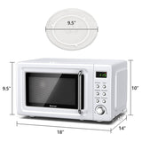 0.7Cu.ft Retro Countertop Microwave Oven 700W with 5 Microwave Power, Glass Turntable & Viewing Window