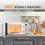 0.7Cu.ft Retro Countertop Microwave Oven 700W with 5 Microwave Power, Glass Turntable & Viewing Window